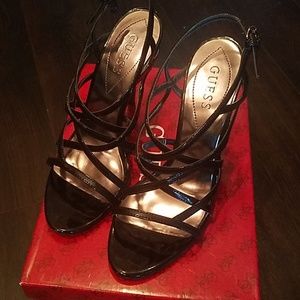 Guess black strappy heels